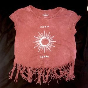 AMERICAN EAGLE fringe orange shirt